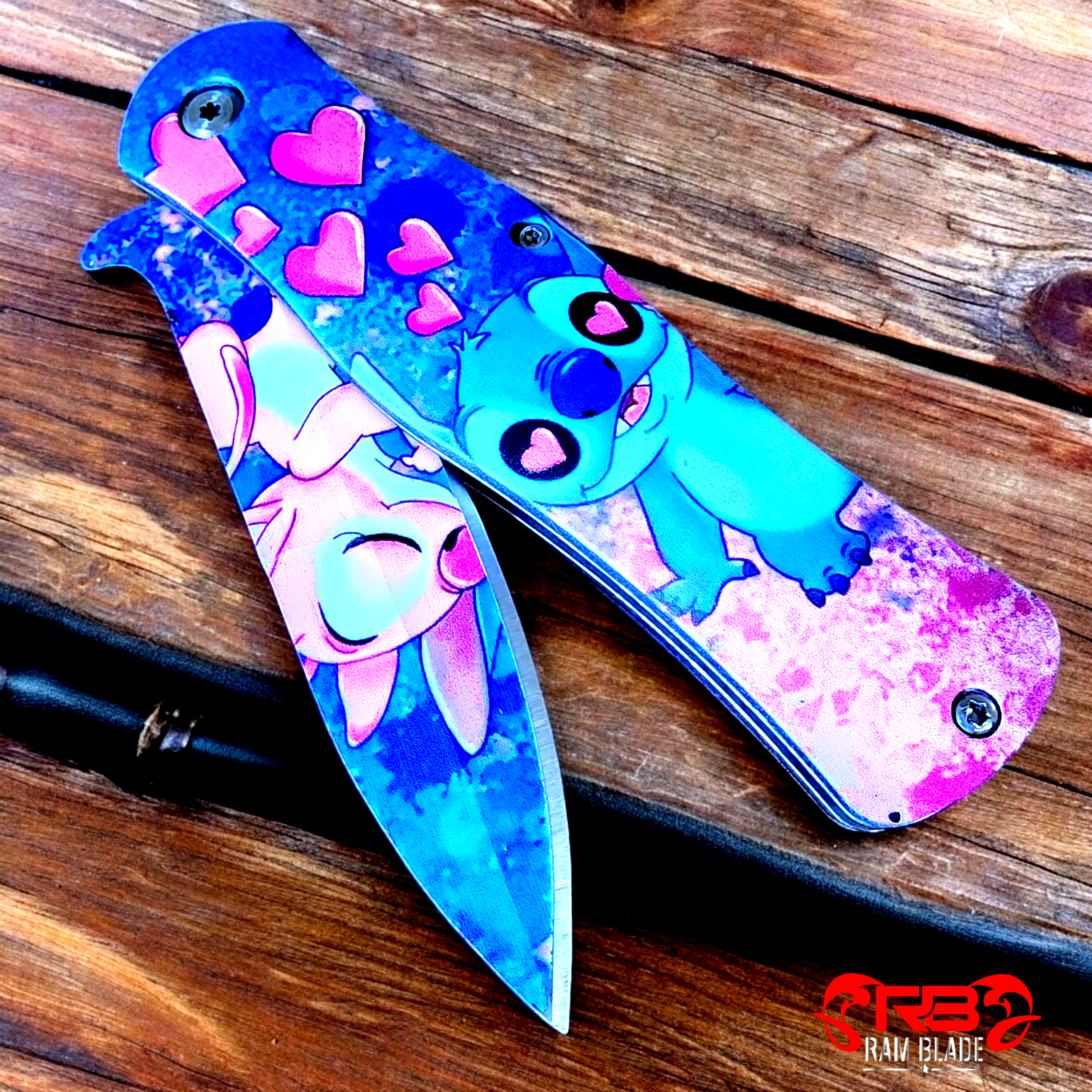 8" Stitch Handle Spring Assisted Pocket Knife Folding Tactical Open Print Blade