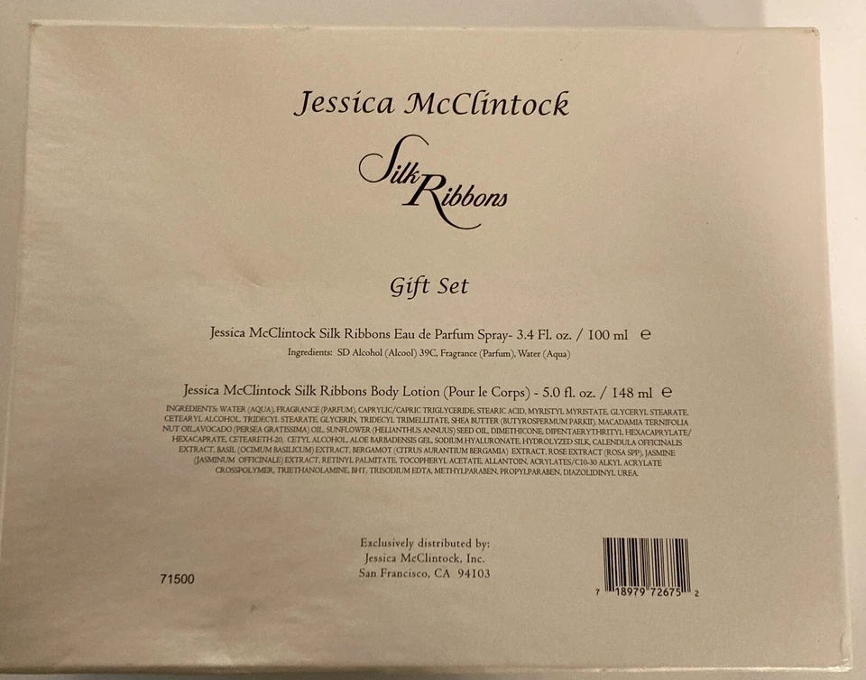JESSICA McCLINTOCK CINTAS DE SEDA PERFUME SPRAY BIX SET MUJERES RARAS - 3,4 OZ/100 ML Foto 3 de 3