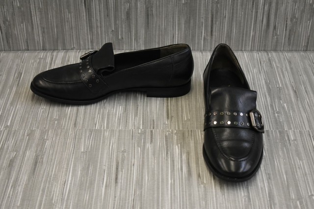 black leather loafers womens sale