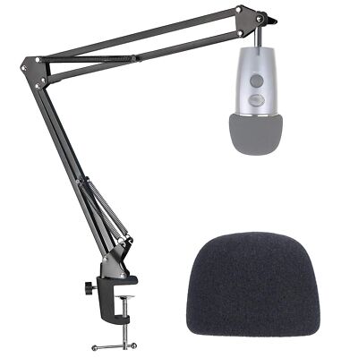 Blue Nano Mic Boom Arm with Foam Windscreen, Suspension Boom Scissor Arm Stan...