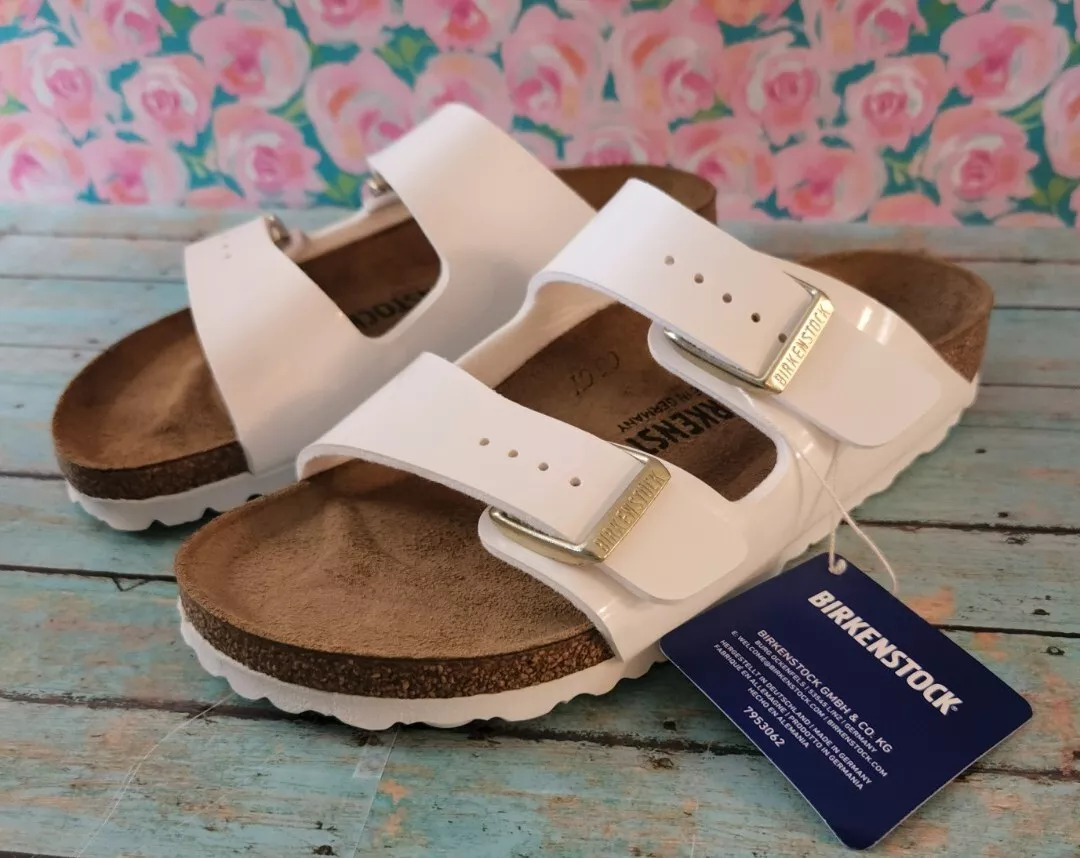 fysiker Procent bur Birkenstock Arizona Birko-Flor Patent White Sandals US 5 EUR 36  Woman&#039;s Sandals | eBay