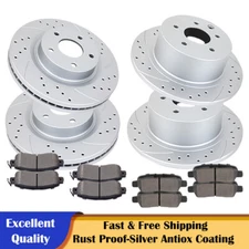 Front and Rear Drilled Rotors Ceramic Brakes Pads for 2013-2023 Nissan Altima