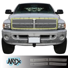 Bille Grill Fits 1994-2001 Dodge Ram Pickup Billet Grille Chrome Front Upper 95 Bille Grill Fits 1994-2001 Dodge Ram Pickup Billet Grille Chrome Front Upper 95