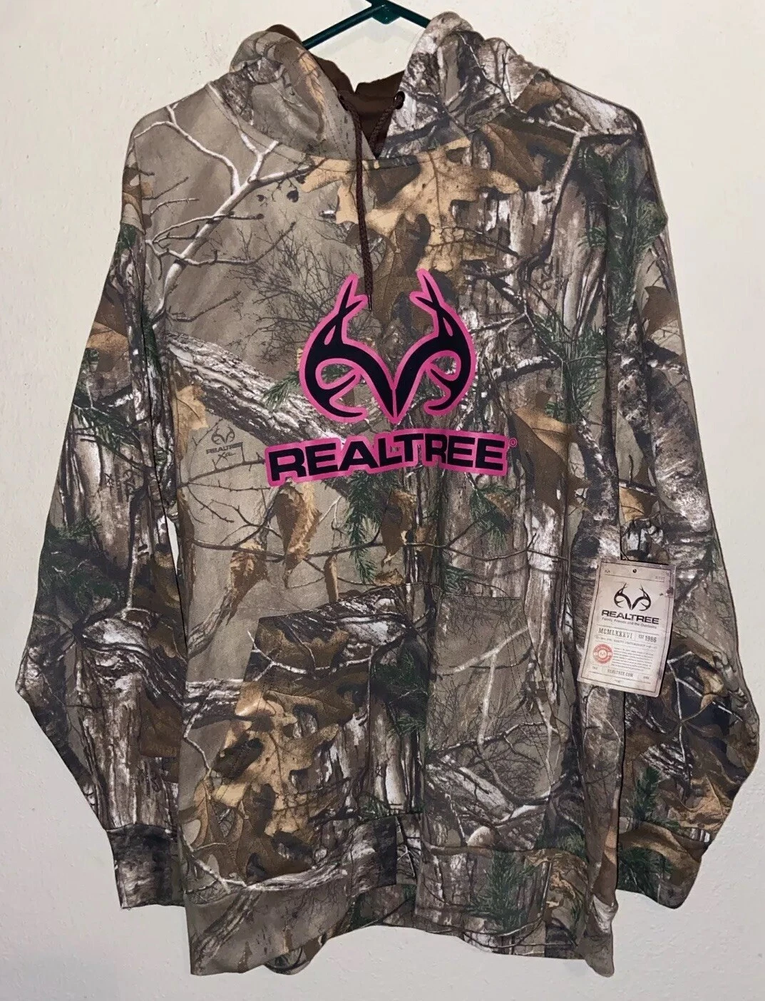 Realtree Camo Jacket Women's Large Hooded Pink Embroidered Logo Pullover New NWT