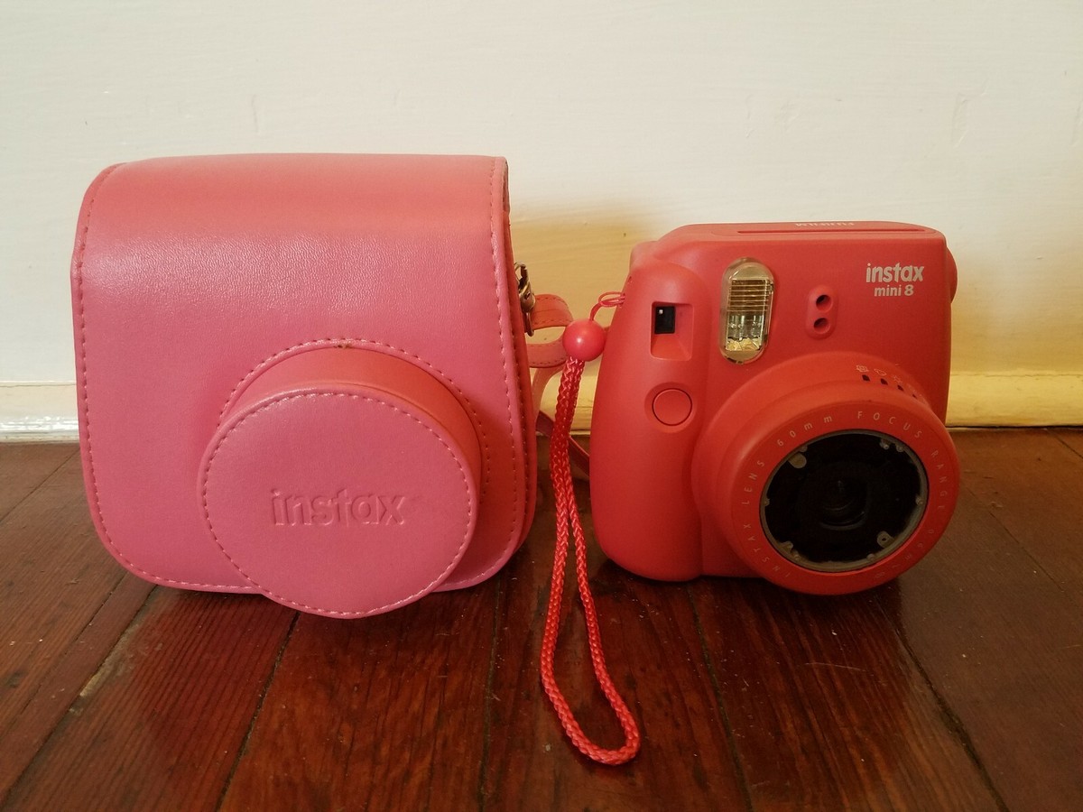 Fujifilm Instax Mini 8 Raspberry Instant Camera w/ Case, Untest