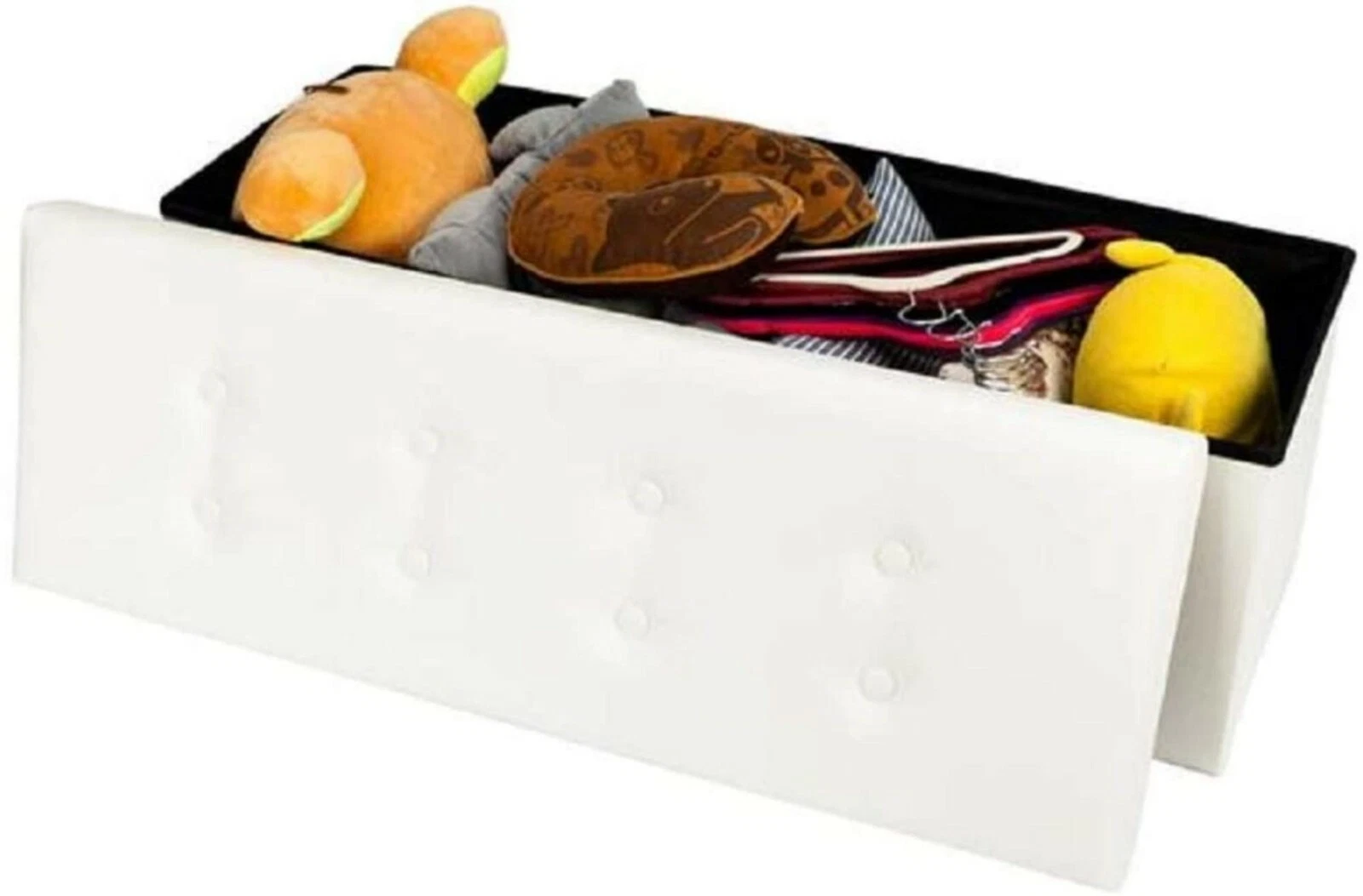 Faux Leather Folding Storage Ottoman Bench 43 inch - White image 1
