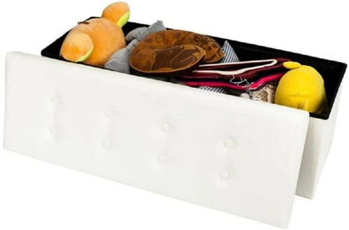 Faux Leather Folding Storage Ottoman Bench 43 inch - White video thumbnail