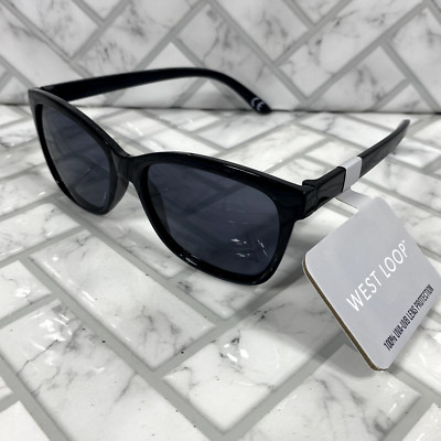 NWT West Loop Sunglasses POR 23 510 BLK VL FWG Black Frames/Lens 100% UVA-UVB