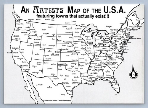 Postcard Vtg United States Artists' Towns USA 1989 4x6