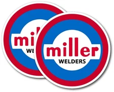 2X MILLER WELDER 1960 DECAL STICKER 3M USA MADE TRUCK VEHICLE WINDOW WALL CAR