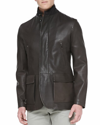 Design Neu Herren Lederjacke 100% Echtes Weiches Lammleder Slim Fit Mantel Jacke