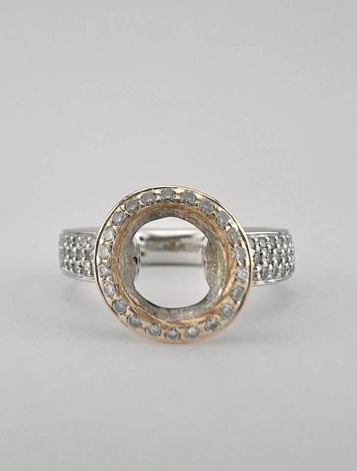 Ritani 18K Rose & White Gold Pave Diamond Engagement Ring Setting Mounting - Image 2 of 4