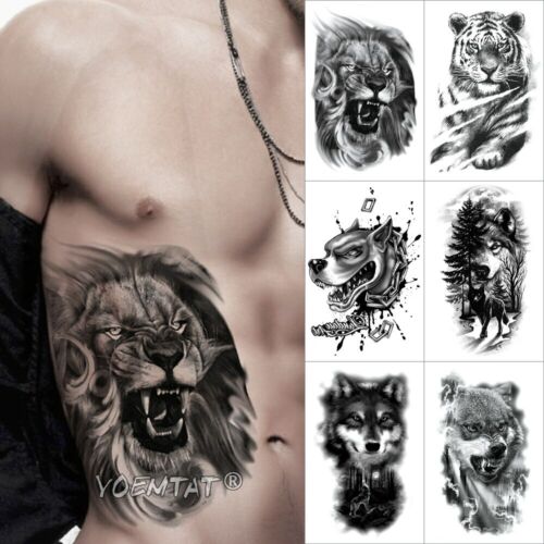 6pcs Forest Lion Tiger Wolf Eagle Waterproof Temporary Tattoo Sticker For  Adults | eBay