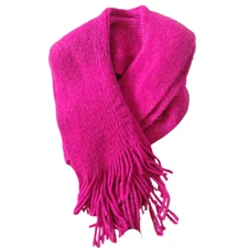 Women's Dark Pink Fringe Scarf Extra Large Shawl Wrap Cozy Soft Pashmina