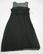 new SANGRIA Women's Size 8 Illusion Neckline Empire Waist Black Dress