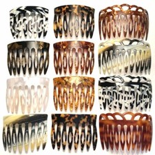 Large Curved Hair Decorating Side Back Comb Cut Out Looped Prongs Made in France