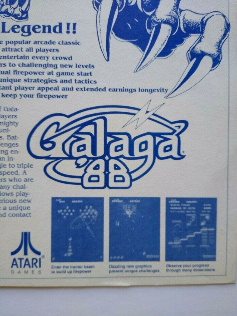 Galaga 88 Arcade Flyer Original 1988 Video Game Promo Galaga 88 Arcade Flyer Original 1988 Video Game Promo