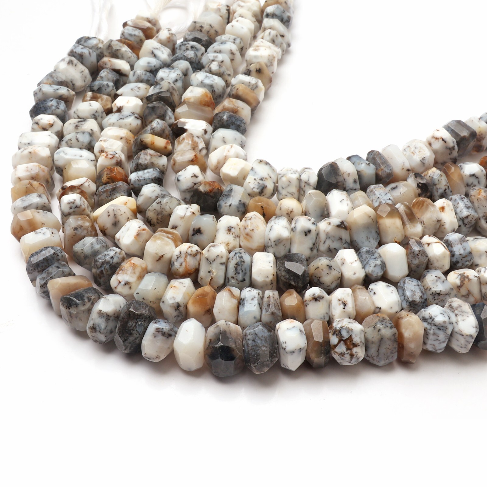 Natural Dendrite Opal Gemstone Beads 8 Inch Strand 10-12 MM Faceted Tumble Shape