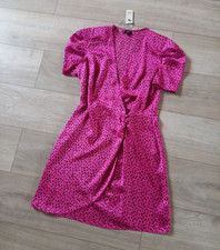 River Island Pink & Black Satiny Wrap Dress BNWT Holiday Occasion Smart UK10