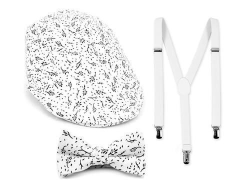 Boys Floral Ivy Cap With Suspenders & Bow Tie Summer Matching Outfit Set 3-Pc - Picture 16 of 31