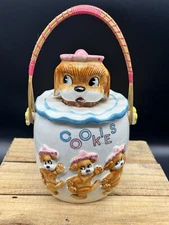 Vintage Lipper & Mann Cookie Jar Dancing Dogs with Hats Pink