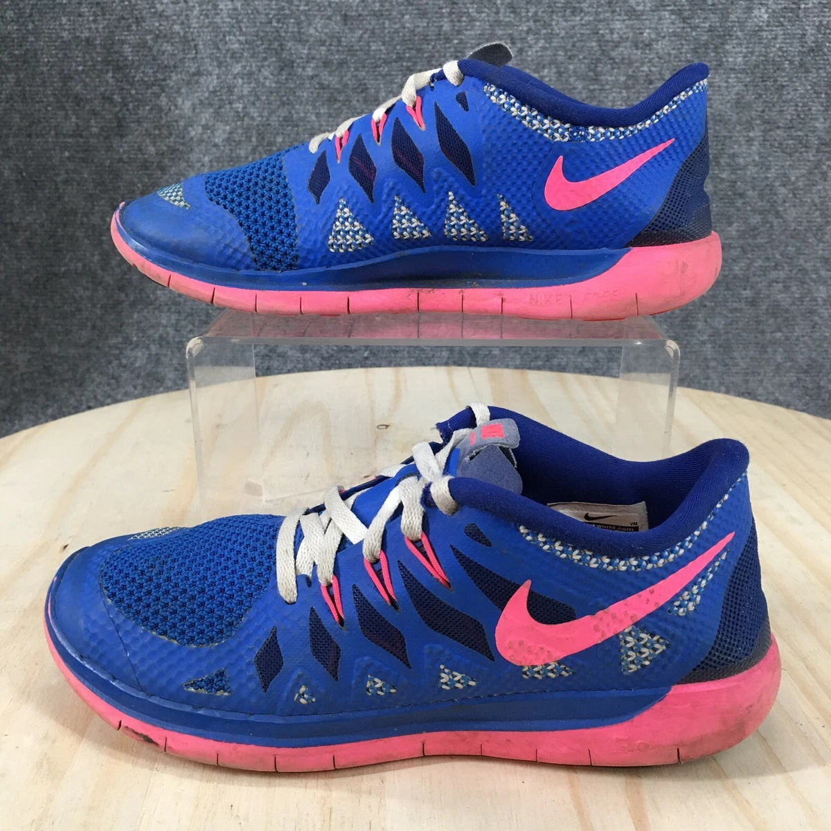 Nike Shoes Kids 5Y Free 5.0 GS Athletic Running Low Sneakers Blue Mesh Lace Up