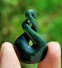 Natural Nephrite Jade Double Twist Pendant Necklace New Zealand Maori Design
