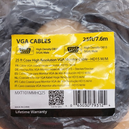 Cable coaxial para monitor VGA Startech.com 25 pies alta resolución HD15 M/M MXT101MMHQ25 - Imagen 3 de 6