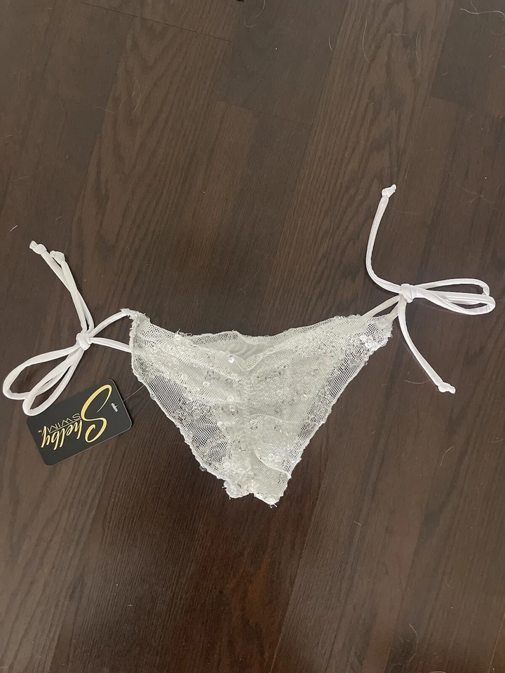 Bikini Shelby Swim Crystal lentejuelas blancas talla grande Foto 4 de 4