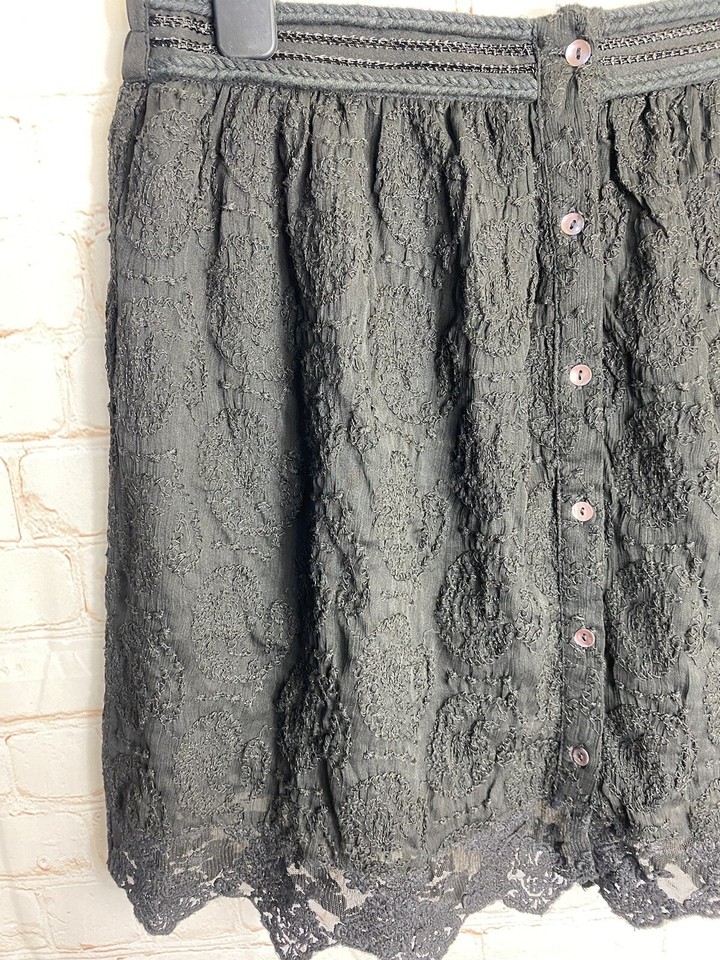 Women’s River Island Black Lace Mini Skirt Size 10 Elastic Waistband