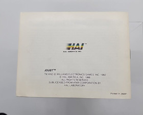 NES GAME MANUAL -Instruction Booklet for Joust Fun Gameplay Hal America Inc.
