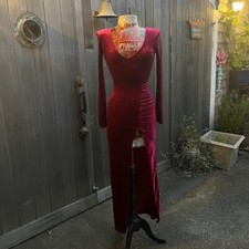 Women’s Fashion nova Burgundy Long Sleeve Suede Dress With Slit Size S