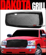 For 2005-2007 Dodge Dakota Black Luxury Mesh Front Bumper Grill Grille Guard ABS