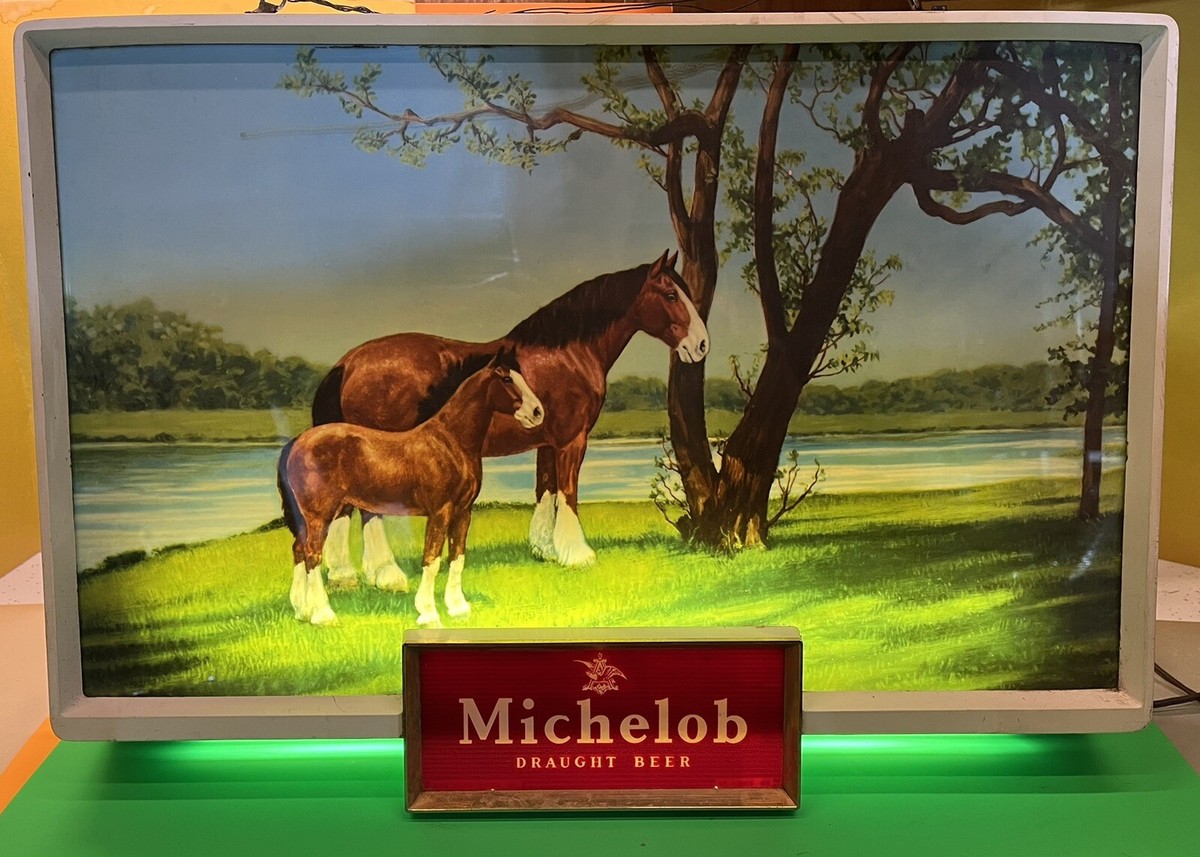 Vintage Michelob Draught Beer Lighted Horse Sign- Hard To Find | eBay