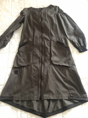 Wunderschöne Imper Long Kapuze Modell BREST COP COP COPINE Größe 38 Khaki Streifen