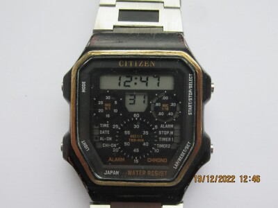 CITIZEN D046-086325 ALARM CHRONOGRAPH & TWO TIMER GEBURTSJAHR UHR JULI 1985 BOX