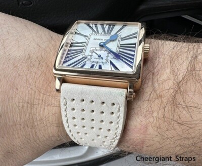 Roger Dubuis G40 G43 white, gray and olive green leather strap samples豪爵G43牛皮工錶帶
