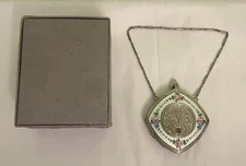 Vintage FMCo Finberg Mfg Company Silver Guilloche Enamel Make-Up Compact Purse
