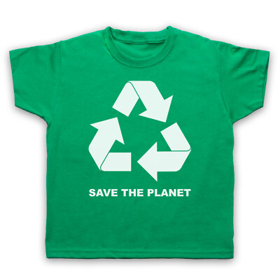 RECYCLE SAVE THE PLANET GRÜN LEBEN SPRUCH LIEBE ERDE KINDER KINDER T-SHIRT