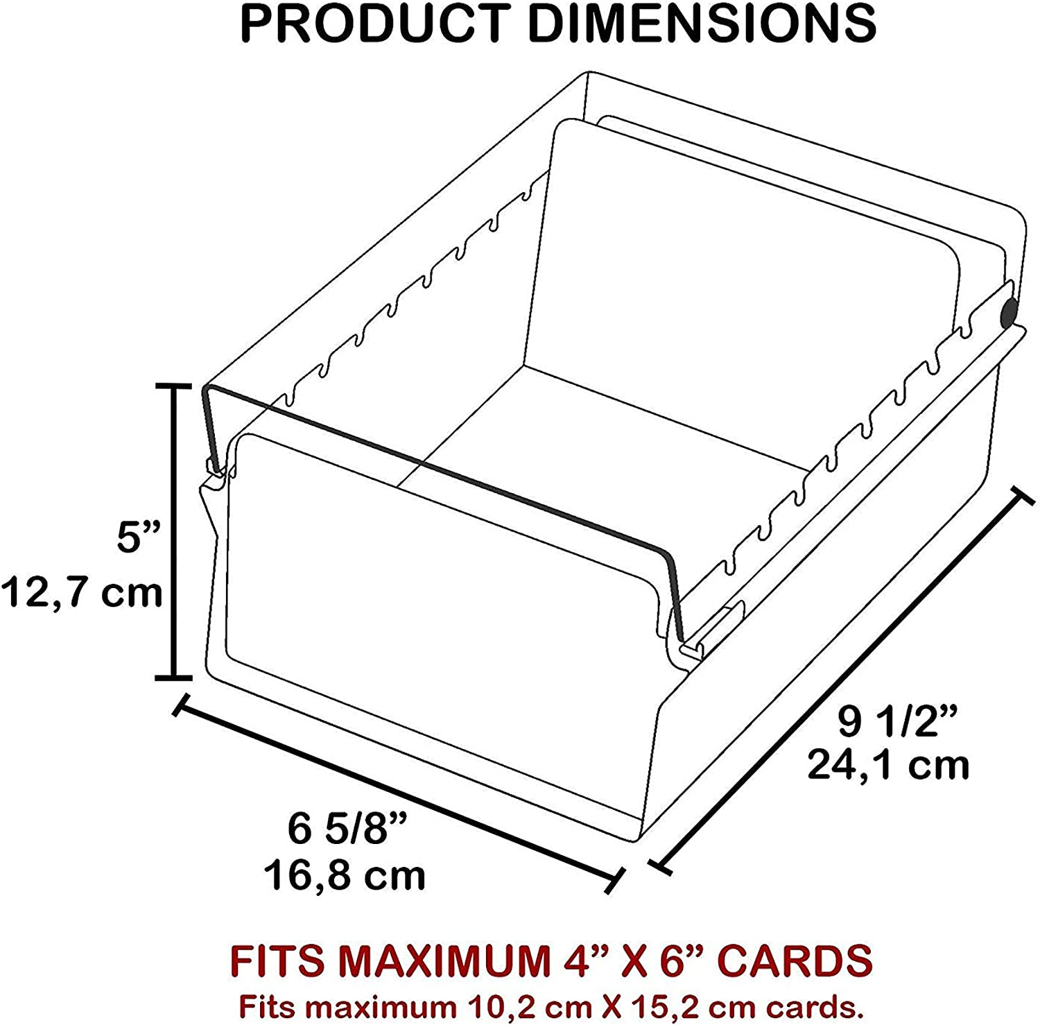4 X 6 Card File Holder Organizer Metal Base Heavy Duty (AZ Index Cards