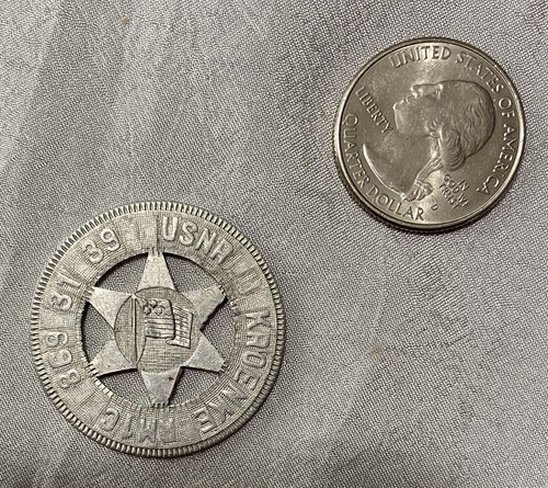 Vintage Aluminum Token USNR United States Navy Reserve Named Patriotic Flag 
