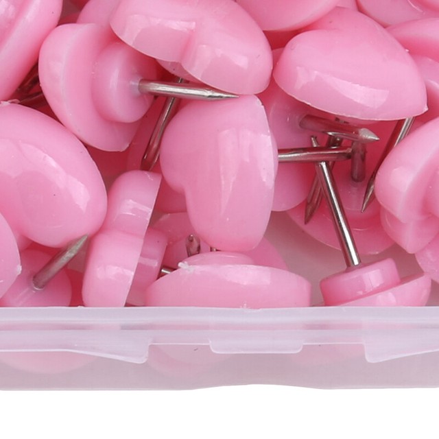 50Pcs Heart Push Pins Red Bulletin Boards Thumb Tacks Pink Cute Wall