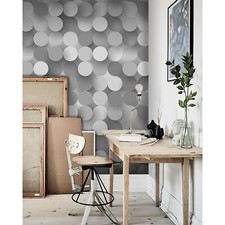 Flat circles Removable wallpaper gray and white wall mural reusable