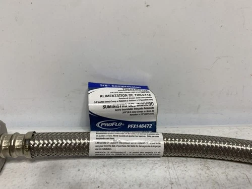 Proflo PFX146472 Toilet Supply Hose 3/8" x 7/8" x 12" Stainless Steel - Picture 2 of 5