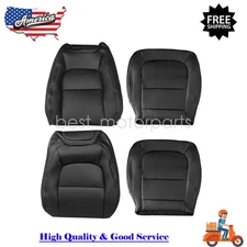 Front Both Leather Seat Cover Jet Black For 15-22 Chevy Colorado GMC Canyon