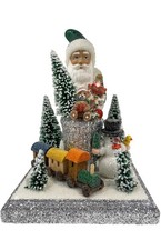 1688 - Schaller Paper Mache - Santa in Green on Base