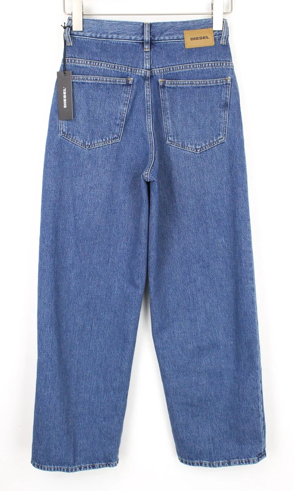 DIESEL Widee 080AN Women's Jeans W25/L32 Blue Straight Fit Pure Cotton Denim - Image 3 of 4