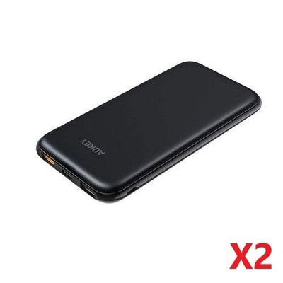 Lot of 2 NEW AUKEY PB-Y13 10000mAh Power Banks 18W USB-C PD QC 3.0 NO CABLES