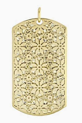 Stefano Oro 14k Fiori Ricami Dog Tag Pendant MRP $1,100