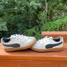 Puma Palermo Leather Toddler 8 White Black Vapor Gray Gum Easy On Sneakers